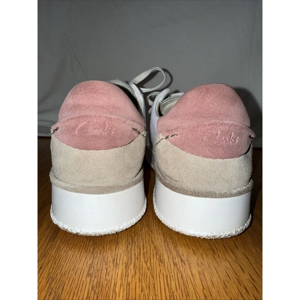 Clarks Women's Craft Cup Lace White Leather Lace Up Sneakers Size 10 M